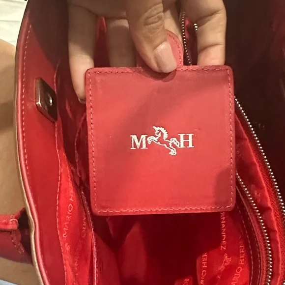 Butterfly Embossed Tote in Brown and Red - Picture 4 of 4